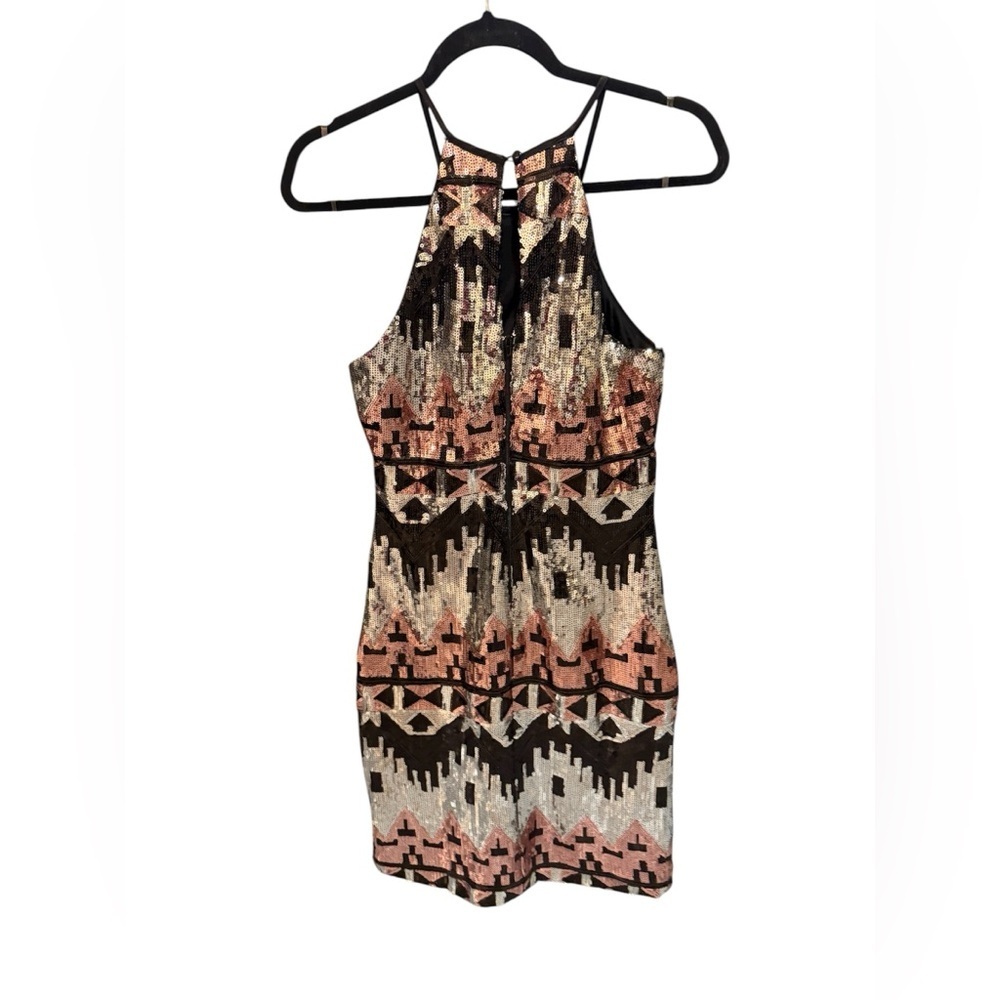 My Michelle Geometric Sequin Mini Dress - Black, Gold, Pink - Picture 3 of 5
